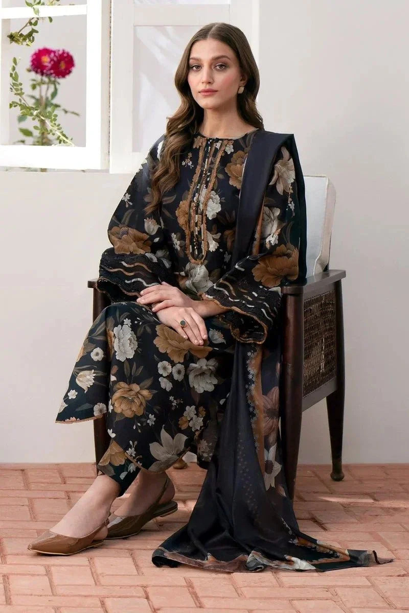 Baroque 3 Piece Printed Suit D-100