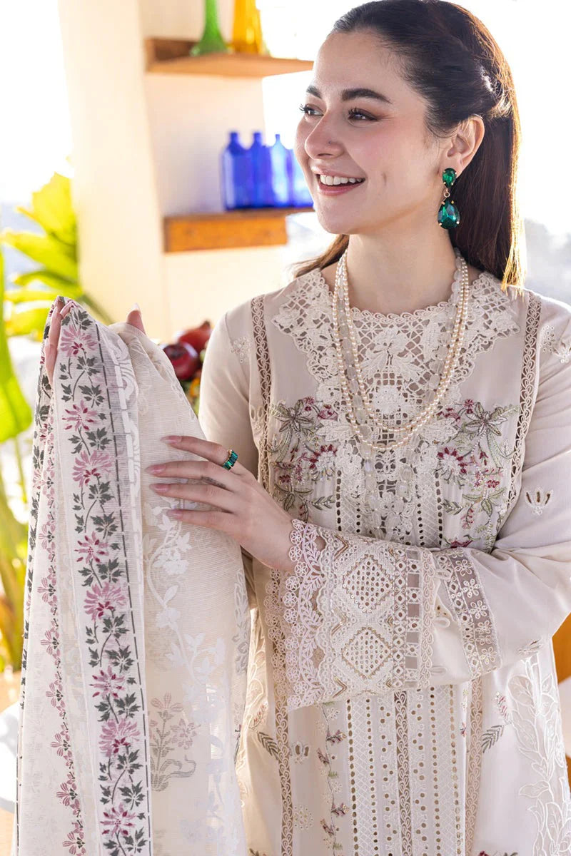 Chikenkari Qalamkar Embroidered lawn Three Piece D/80