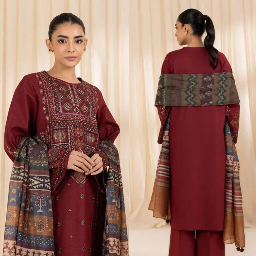 sapphire Embroidered Dhanak 3 Piece SP-715