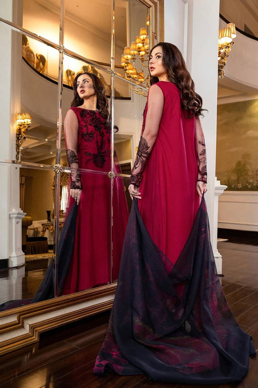 Organza 3 Piece Embroidered Linen Inner Design#89