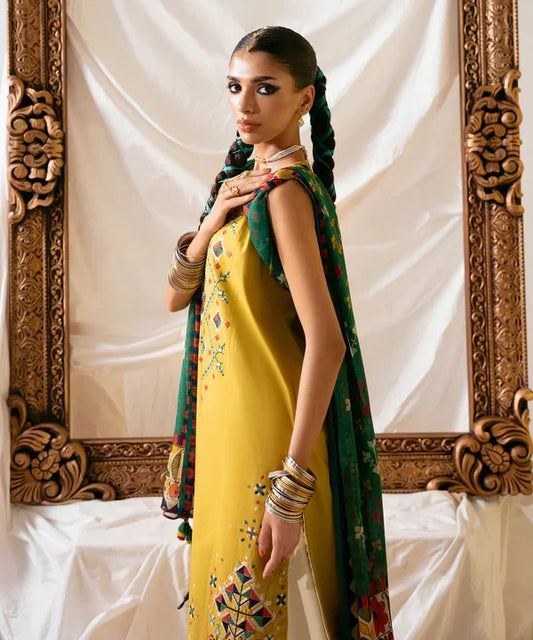 Sapphire Three Piece Embroidered Dhanak - D-69 B