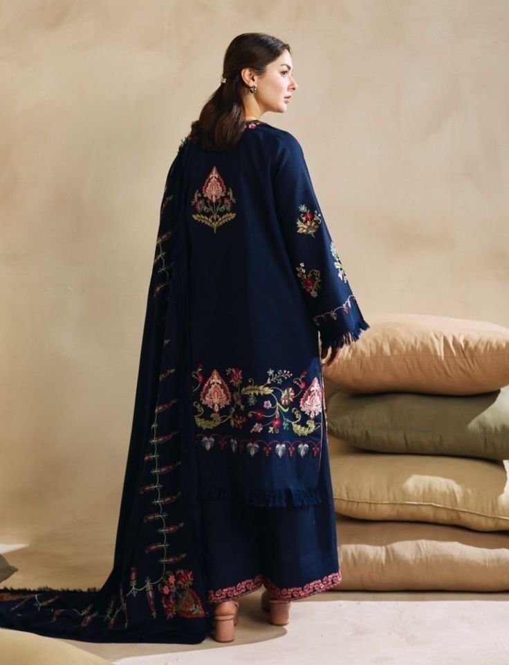 Zara Shah Jhan Embroidered Dhanak 3 Piece ZSJ-15 Blue