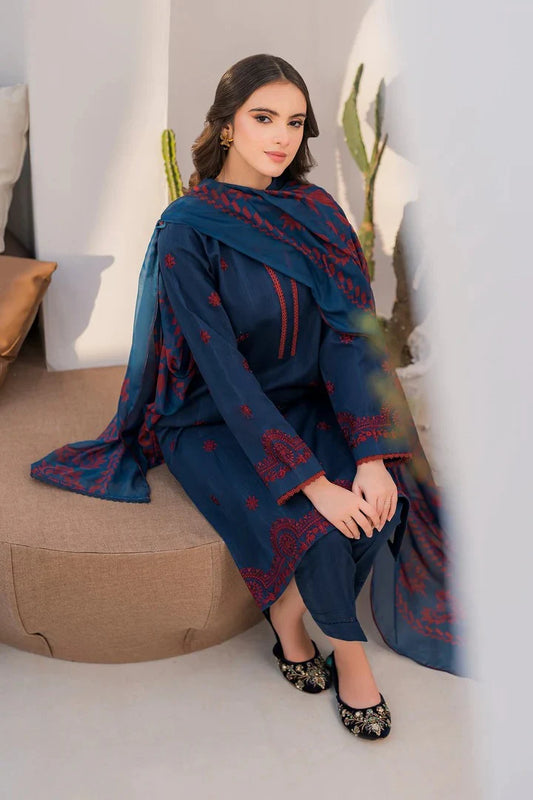 JAZMIN Embroidered Lawn 3 Piece Suit D/44