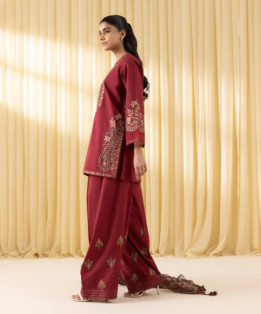 Sapphire Embroidered Dhanak 3 Piece D-68