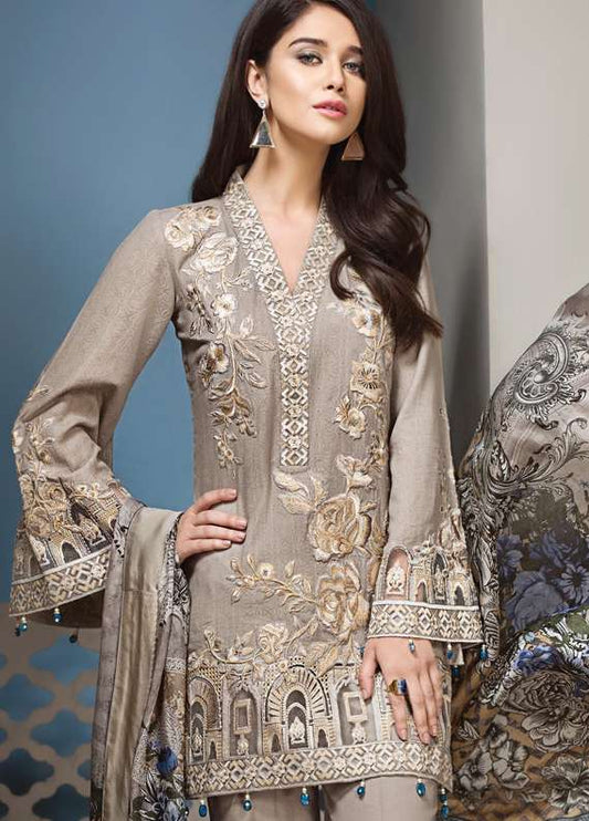 Anaya Dusky Rose 3 Piece Embroidered Dhanak - Winter Collection