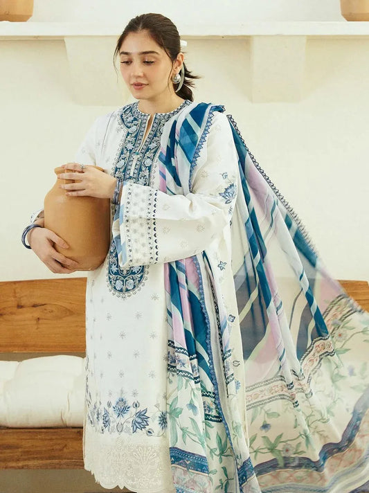 Zarashahjhan Embroidered off white Lawn 3 Piece Suit D/25