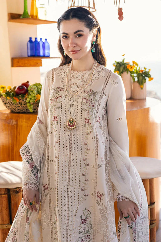 Chikenkari Qalamkar Embroidered lawn Three Piece D/80