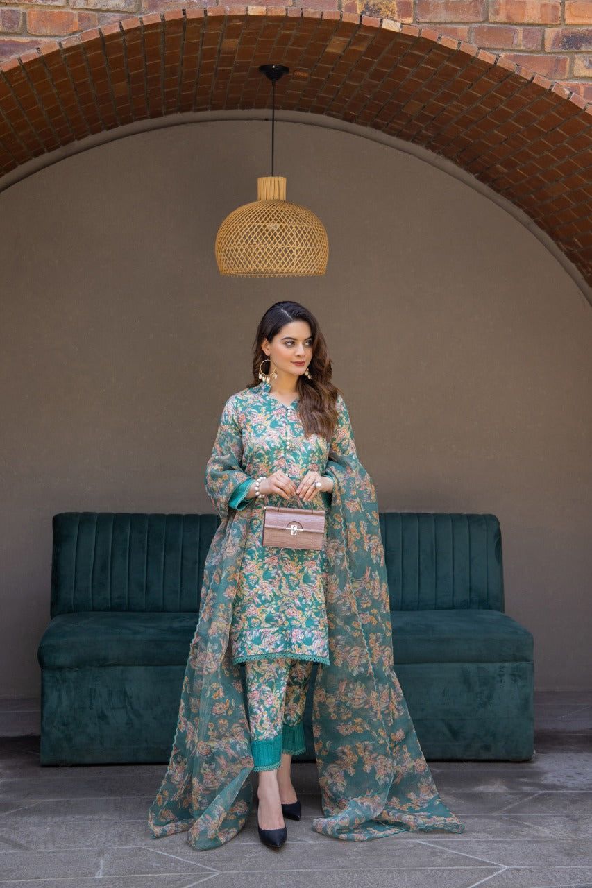 Aiman Closet Zinc Printed Airjet Viscose Silk 3 Piece Suit AC-03