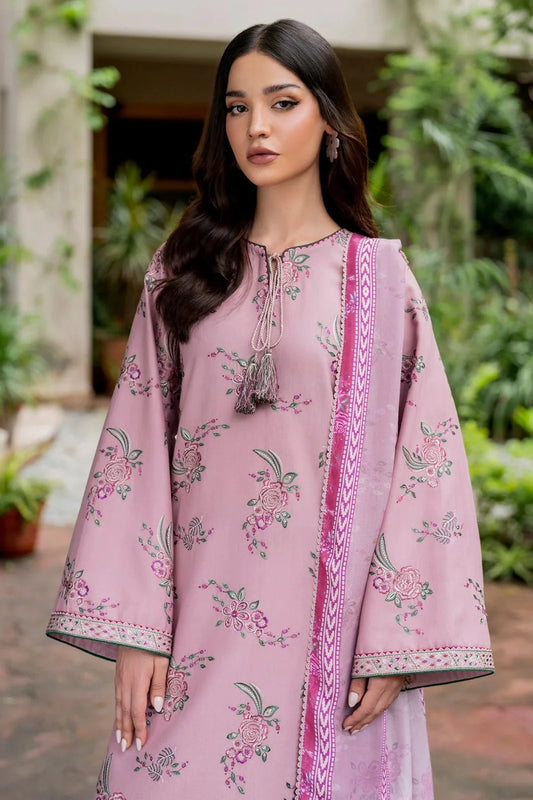 jazmin Embroidered lawn Three Piece jz-10 pink