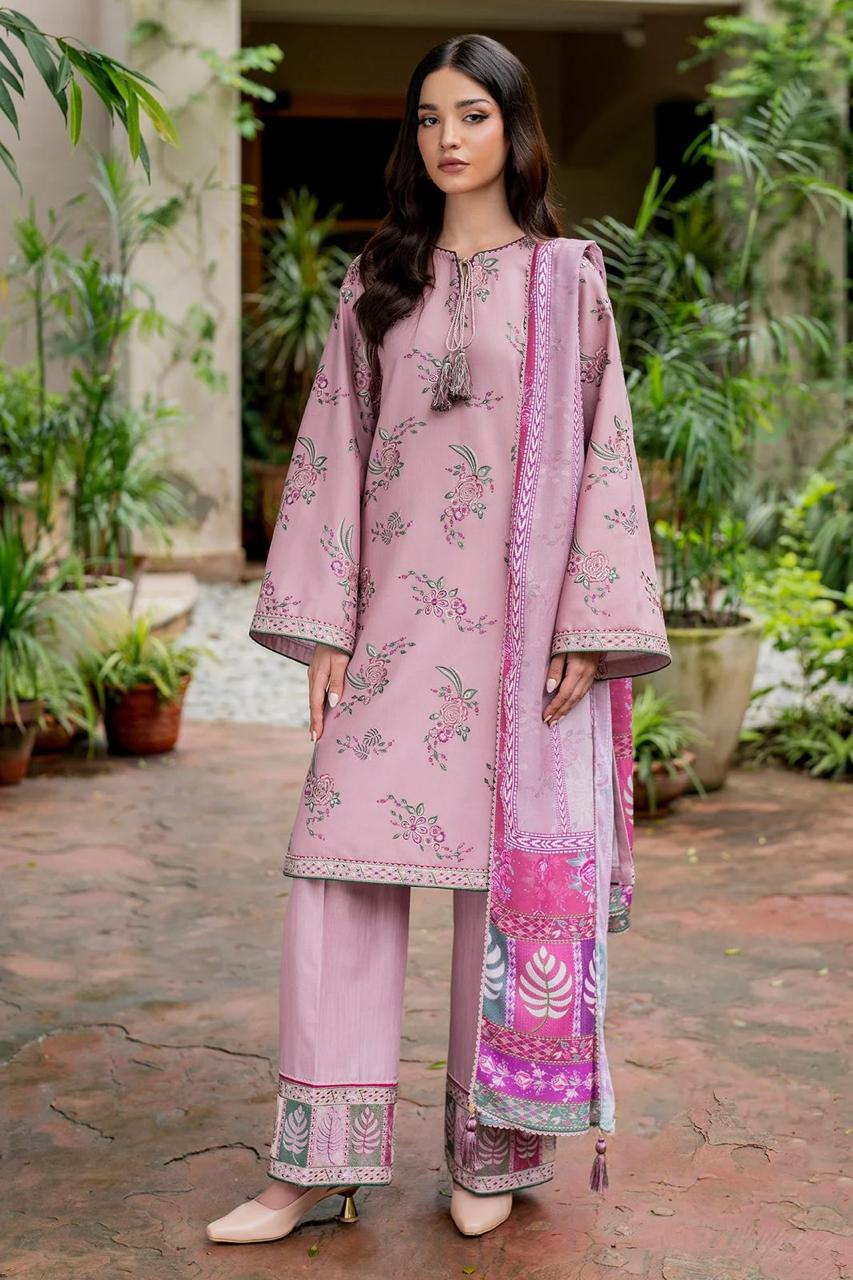 jazmin Embroidered lawn Three Piece jz-10 pink