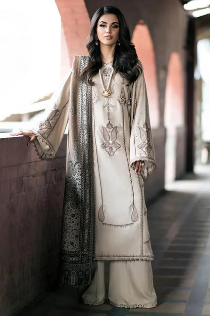 Izel Three Piece Embroidered Dhanak D-168