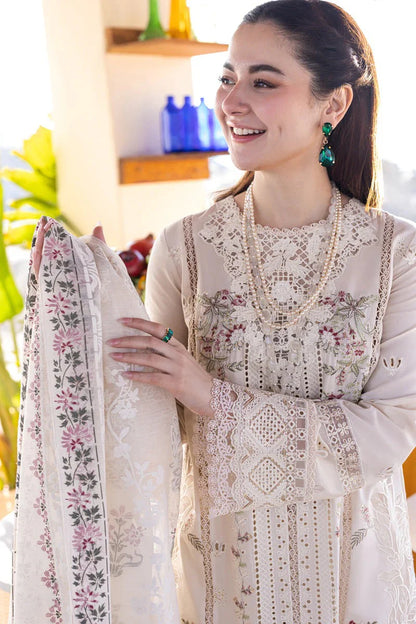 Chikenkari Qalamkar Embroidered lawn Three Piece D/80
