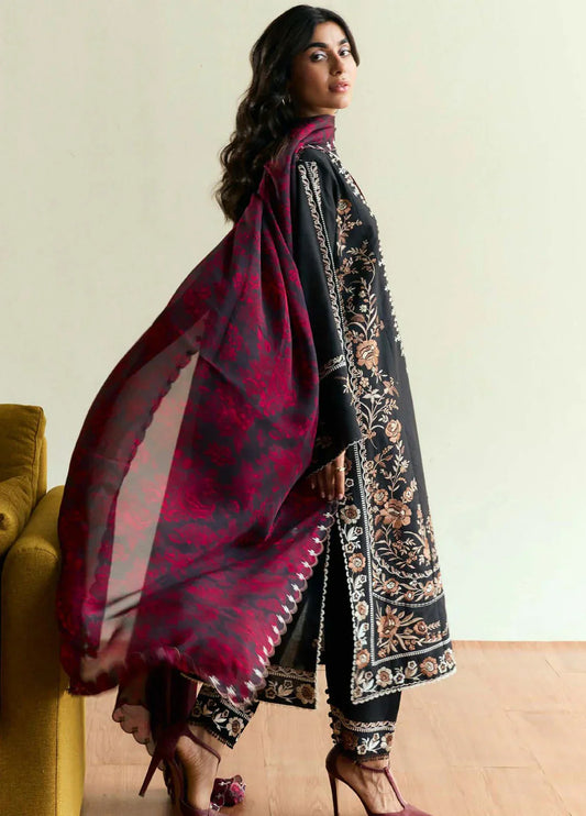 Zara Shahjahan Embroidered Dhanak Three Piece - COCO-78