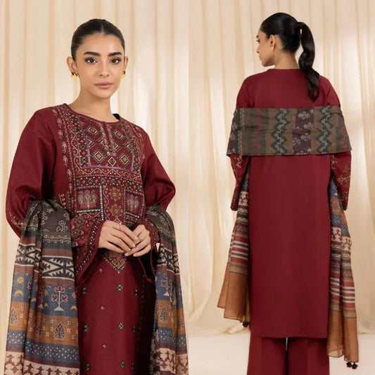 sapphire Embroidered Dhanak 3 Piece SP-715