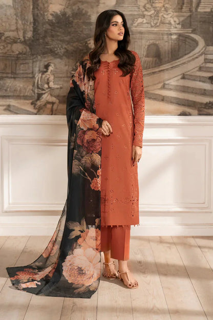 Iznik Chilenkari Embroidered Dhanak 3 Piece D-137