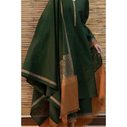 Mongia Dhanak Embroidered 3 piece With Dhanak Shawl Fcc-451