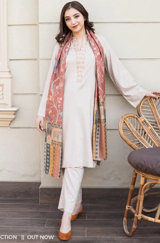 Off White Three Piece Dhanak FCC-189