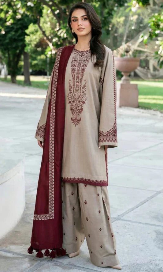 sapphire Embroidered Dhanak 3 Piece D-99