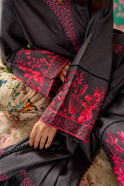 Embroidered Dhanak 3 Piece fcc-843 Black