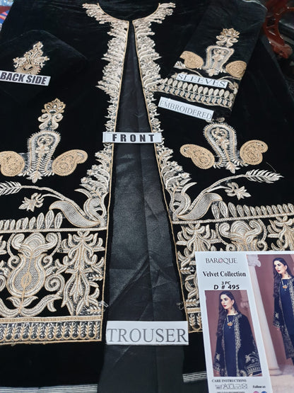 Maria.B 2 Piece Embroidered Velvet D-472