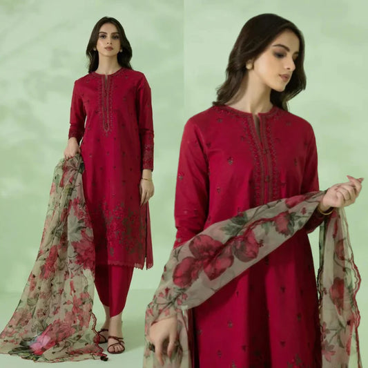 Sapphire Embroidered Dhanak 3 Piece SP-751