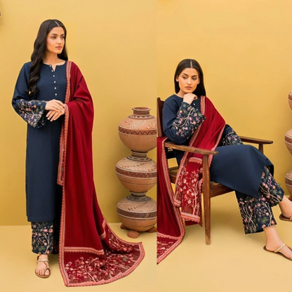 KASTOOR Embroidered Dhanak Three Piece KR-754
