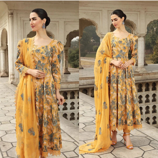 Bareeze Musturd EID Collection Embroidered Three Piece Lawn D-355