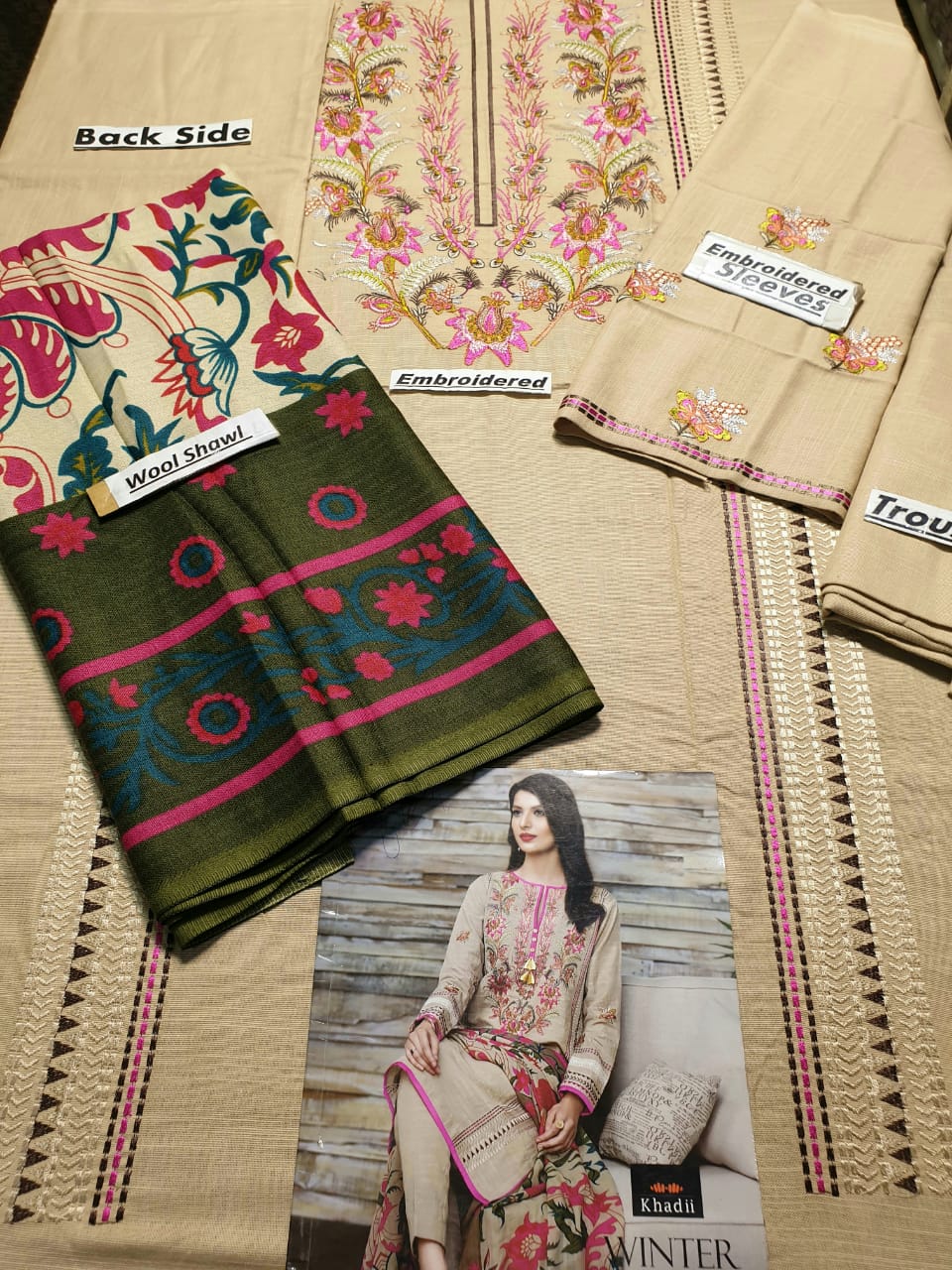 Khaadi Skin Dhanak Embroidered 3 piece 16701