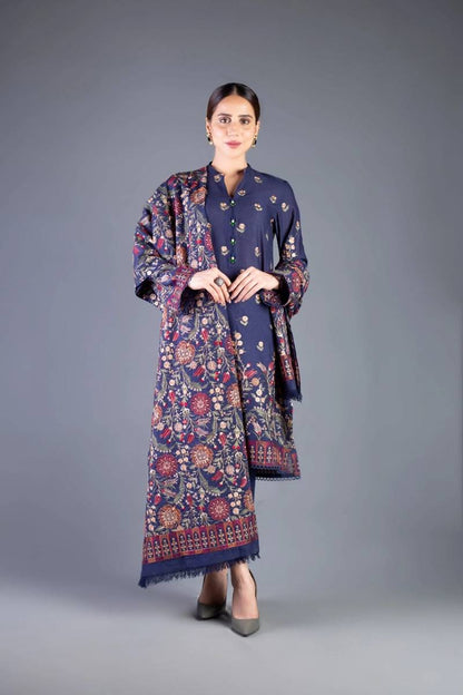 Bareeze Blue Embroidered Dhanak 3 Piece Winter Collection FCC-192