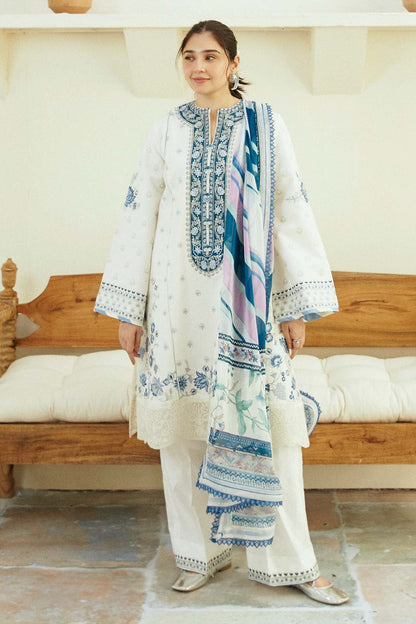 Zarashahjhan Embroidered off white Lawn 3 Piece Suit D/25