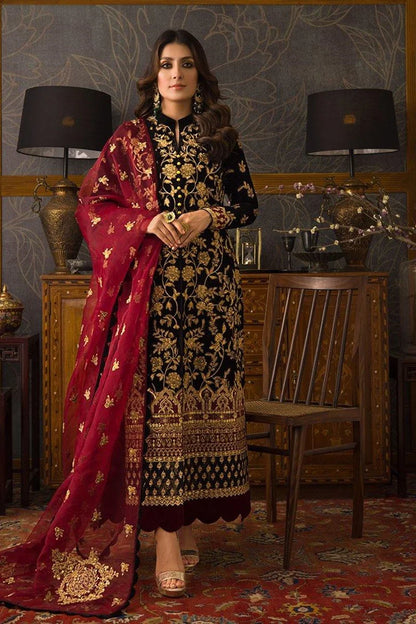 Black Color Embroidered Velvet 3 piece Winter Collection D-107