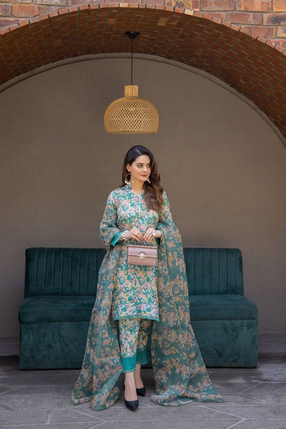 Aiman Closet Zinc Printed Airjet Viscose Silk 3 Piece Suit AC-03