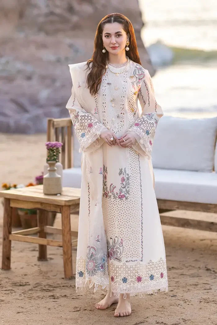 Chikenkari Qalamkar Embroidered lawn Three Piece QL-1020