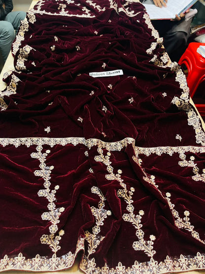 Embroidered Velvet 3 piece With Velvet Shawl Winter Collection FCC ZC-111
